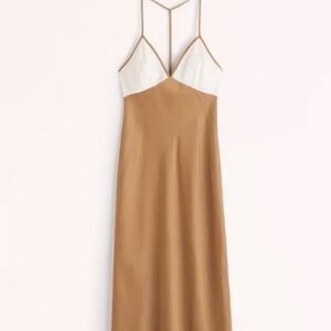 Abercrombie & Fitch Tan and White Backless Dress